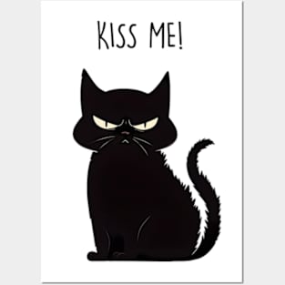 Kiss Me, Funny Cat Lover, Cat Owner Posters and Art